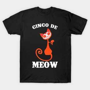 Meow Cat Sugar Skull Design T-Shirt